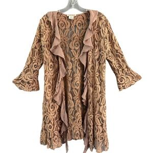 Lady Noiz Womens L Duster Cardigan Lace Whimsigoth Fairy Bell Sleeve Boho